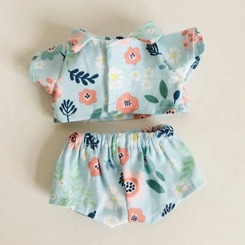 For 15/17cm 3.0 labubu doll cothes Swimsuit Beach skirt beach striped floral shirt shorts For ropa labubu outfit Decorations