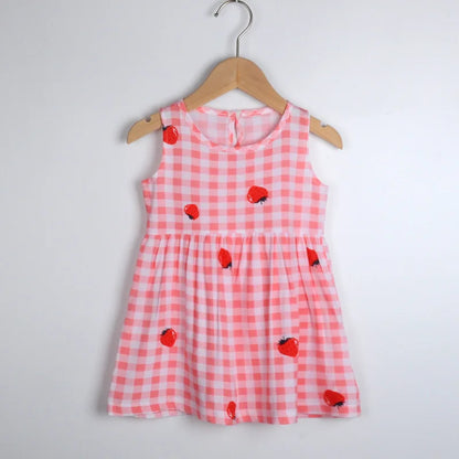 Girls Casual Dresses Flower Printing Sleeveless Casual Dress Toddler Clothes Flower Girl Dresses 2 To 8 Years