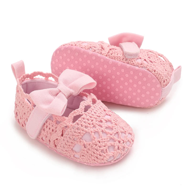 Cute Girl 0-18M Baby Shoes Pink Theme Bow Princess Shoes Spring and Autumn Soft Sole Lightweight Garden Shoes Casual Shoes