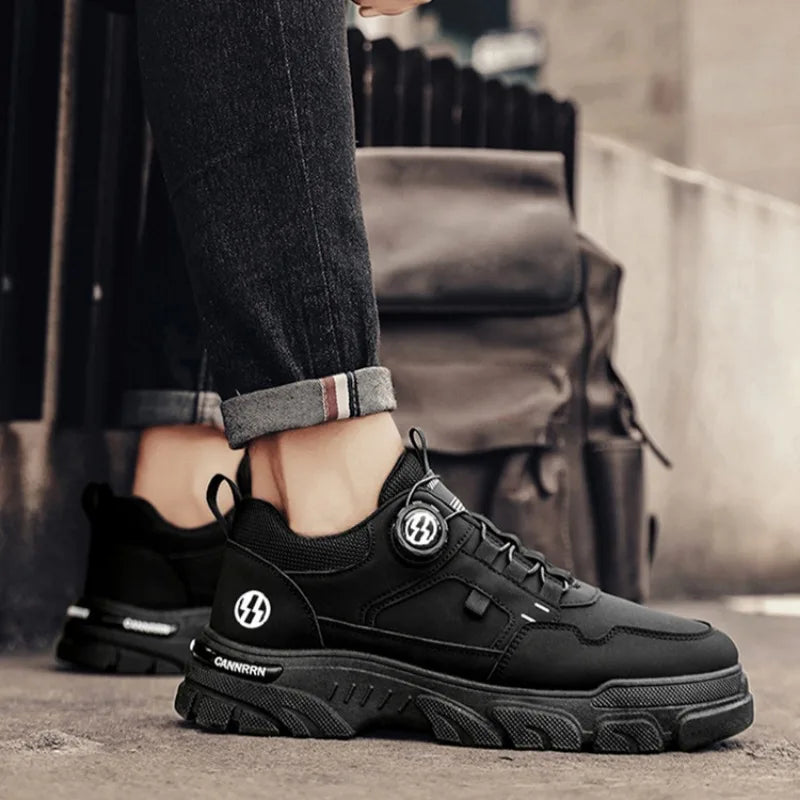 Sneakers Man Spring Trend Hot Sale Comfort Soft Soled Casual Shoes for Fashion Rotating Button Male Work Boots Zapatillas Hombre