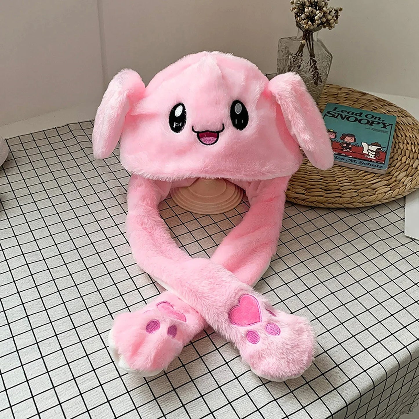 Cute Bunny Hat Ear Moving Jumping Hat Plush Rabbit Hat Cute Cap For Girls Children'S Hats