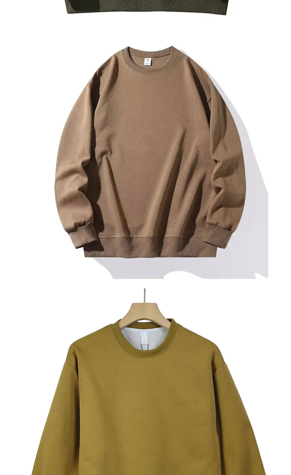 400g Heavy Weight Round Necked Sweatshirts Loose Solid Color  for Spring Autumn Men women's Casual Sports Top Pullover M-4XL