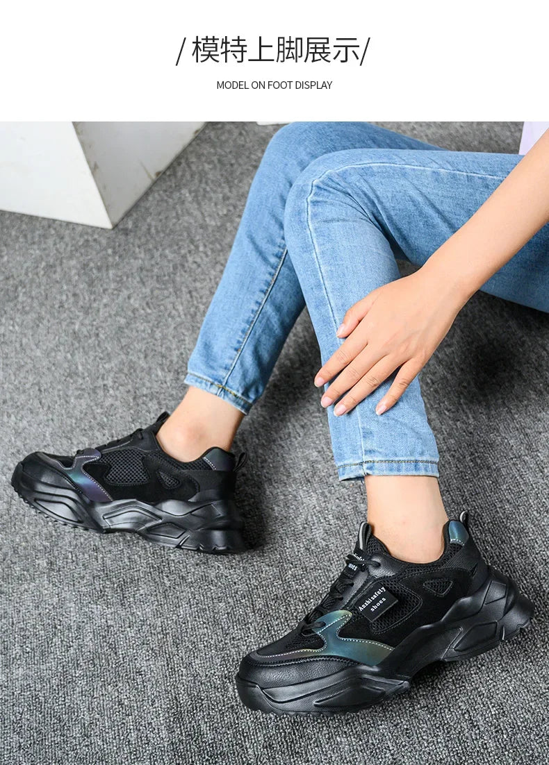 New Fashion 2024 Women's Safety Shoes Sneakers Women Anti-smash Anti-puncture Security Boots Protective Shoes Breathable