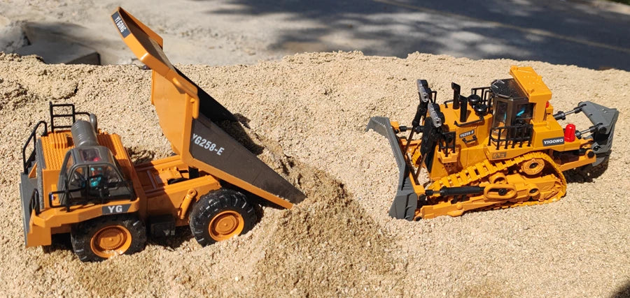 4WD Remote Control Excavator 4x4 Alloy Dump Truck Bulldozer Radio Model RC Car Construction Vehicle Toy Children Kids Gifts