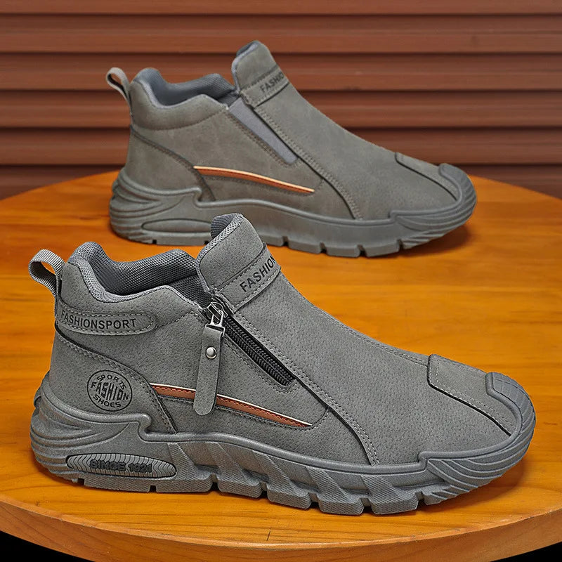 Men's High-Cut Casual Sports Shoes Anti-Slip Wear-Resistant Ankle Boots Outdoor Workwear Footwear for Comfortable Walking