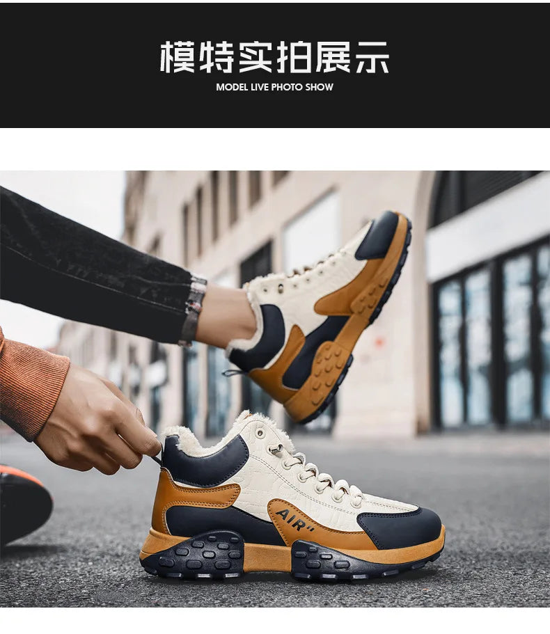 Men Platform Warm Cotton Shoes Male Thick Sneakers Winter Vulcanized Shoes Men Fashion Casual Running Shoe High Top Snow Boots