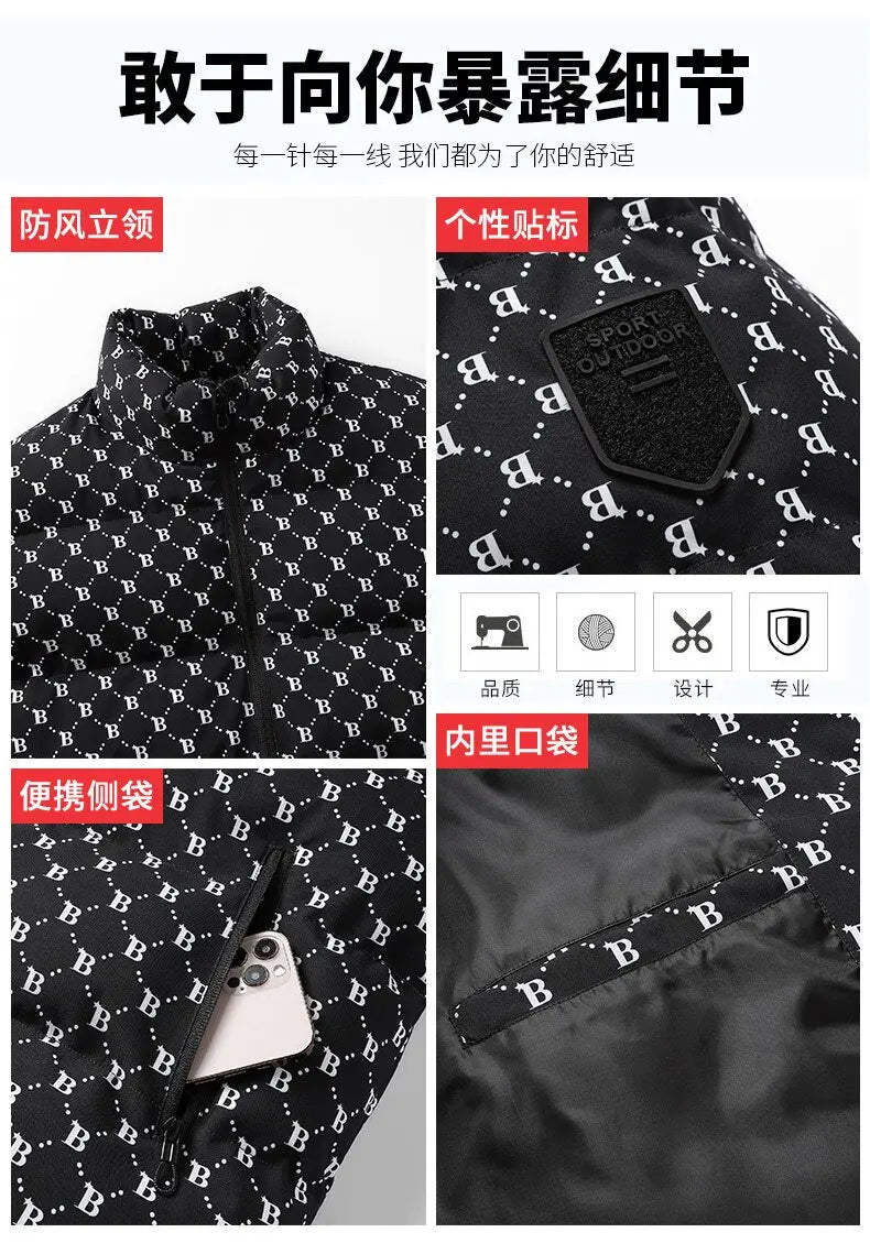 Autumn/Winter Fashion Trend Printed Large Size Coat Men's Casual Relaxed Comfortable High Quality Cotton-Padded Jacket
