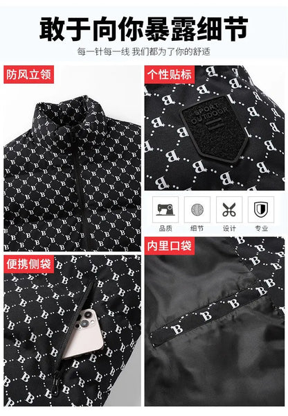 Autumn/Winter Fashion Trend Printed Large Size Coat Men's Casual Relaxed Comfortable High Quality Cotton-Padded Jacket