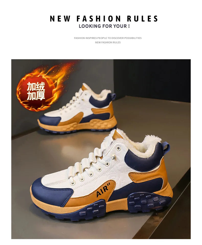 Men Platform Warm Cotton Shoes Male Thick Sneakers Winter Vulcanized Shoes Men Fashion Casual Running Shoe High Top Snow Boots