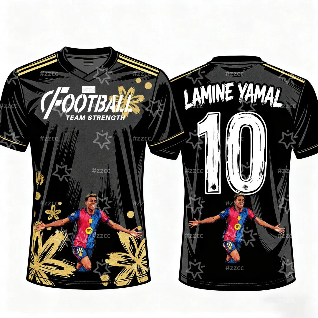 Yamal No. 10 football jersey match training suit 3d Printing Autumn Sports Dry Quickly Men's T-Shirt Kid's Clothing Tee Woman