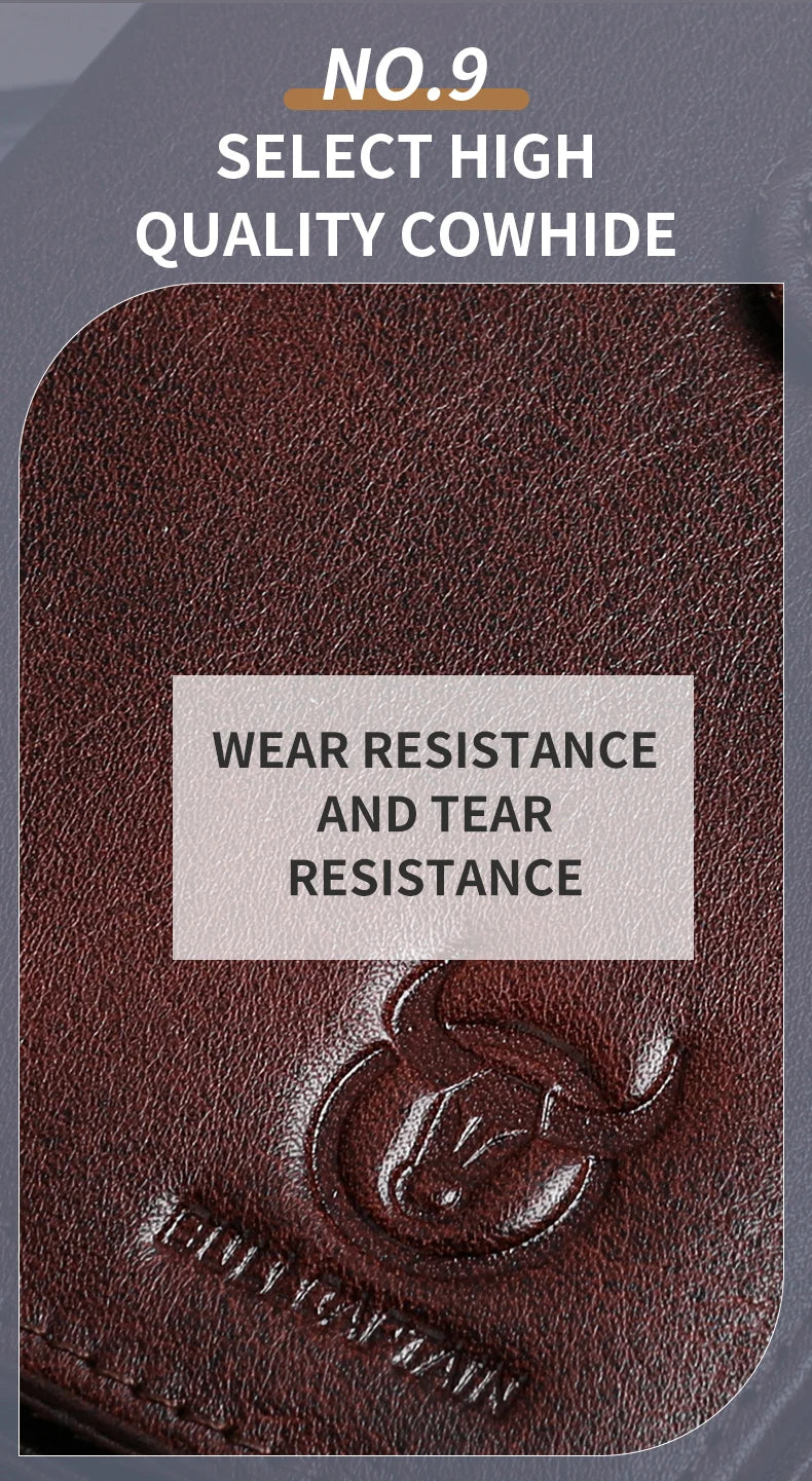 BULLCAPTAIN Men Long Wallet Clutch Bag Credit Card Holder Purses Carteras Billetera Hombre Leather Money Portfe Carte