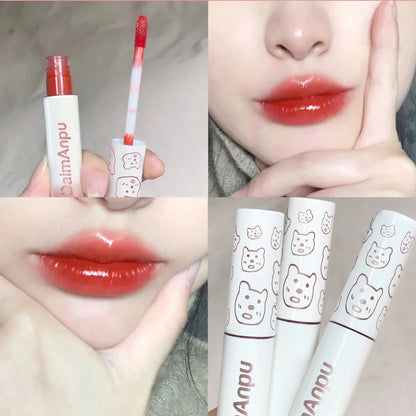 Cute Bear Liquid Lip Gloss Waterproof Non-stick Long Lasting Mirror Water Lip Glaze Lipstick Lip Gloss Beauty Cosmetic Makeup