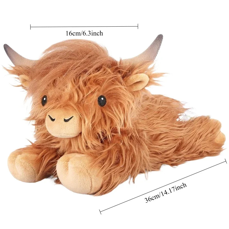 Kawaii Lying Highland Cow Plush Toy Soft Stuffed Animals Doll Highland Cow Puppet Cute Plushie Kawaii Xmas Gifts Home Decor