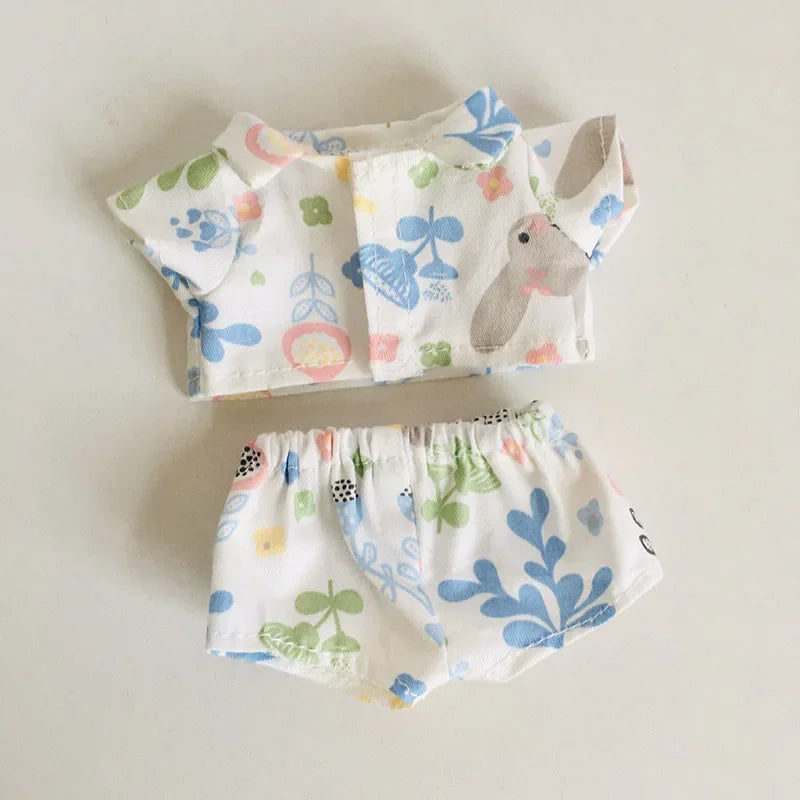 For 15/17cm 3.0 labubu doll cothes Swimsuit Beach skirt beach striped floral shirt shorts For ropa labubu outfit Decorations