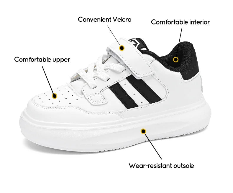 Children's Sneakers Kids Fashion Design Black White Non-slip Casual Shoes for Boys Girls Breathable Sneakers Toddler Outdoor
