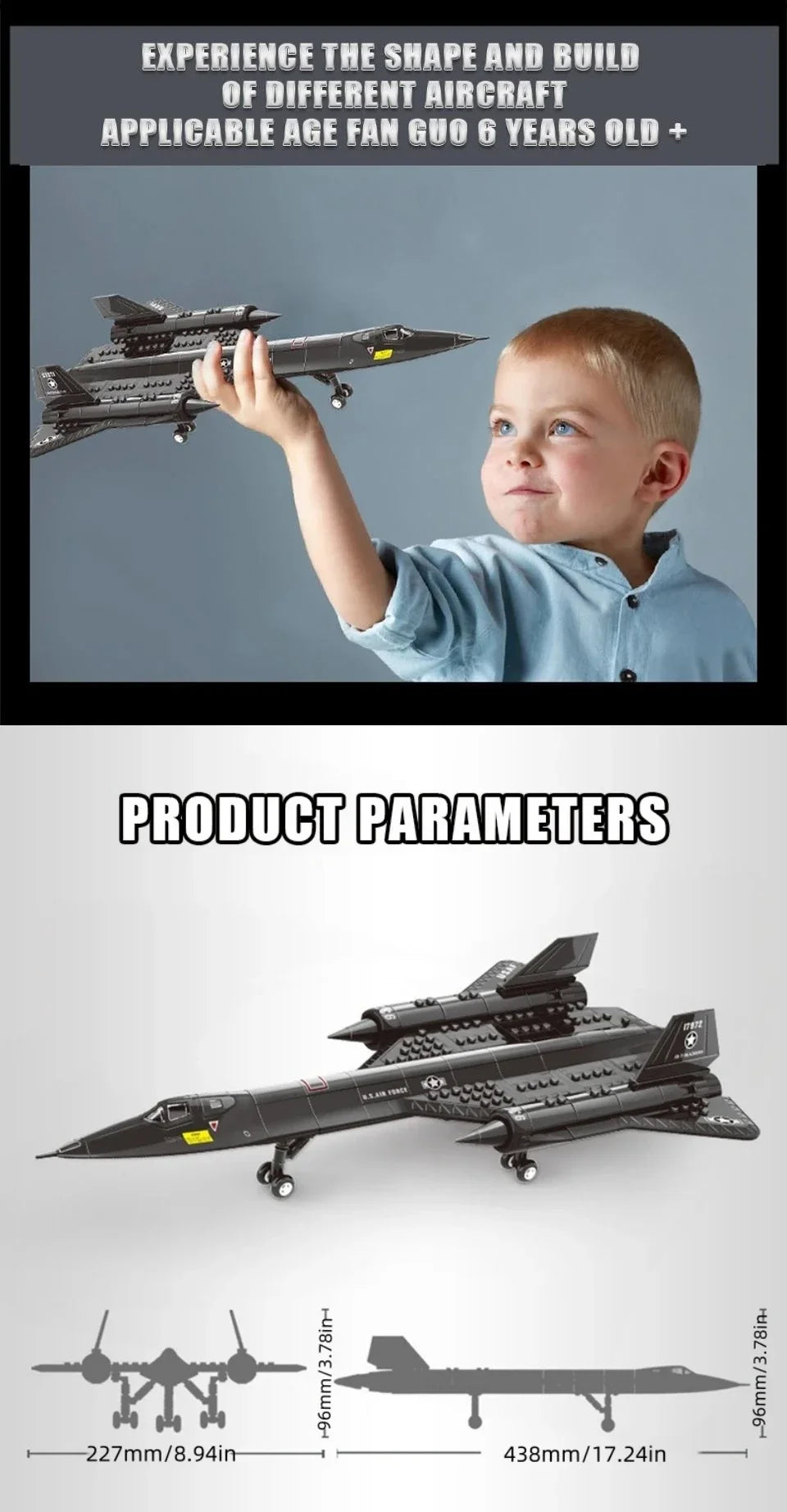 Creative Military SR-71 Blackbird Spy Plane  Building Blocks SetsMOC Kit Assembly Bricks STEM Learning Toys Gift for Children