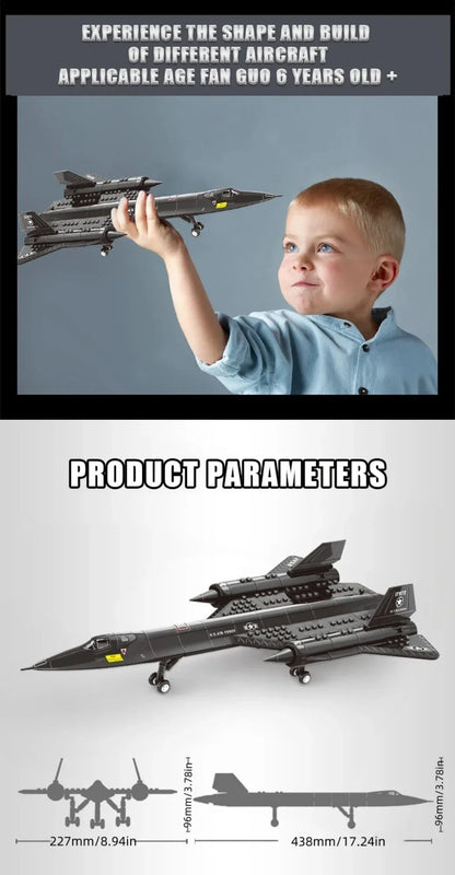 Creative Military SR-71 Blackbird Spy Plane  Building Blocks SetsMOC Kit Assembly Bricks STEM Learning Toys Gift for Children