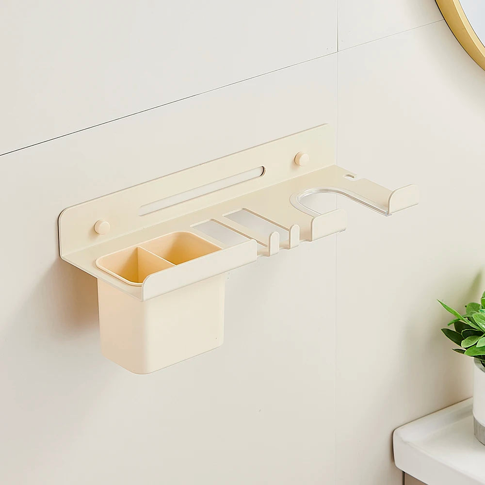 Hairdryer Holder Wall Wall mounted hair dryer rack And Hair Curler Holder Storage Rack Bathroom Organizer