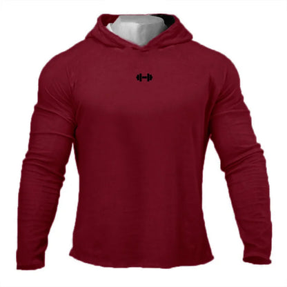 Gym Running Sport T-Shirts Mens Cotton Long Sleeve Hooded Clothing Fitness Bodybuilding Muscle Hoodies Workout Jogging Shirts