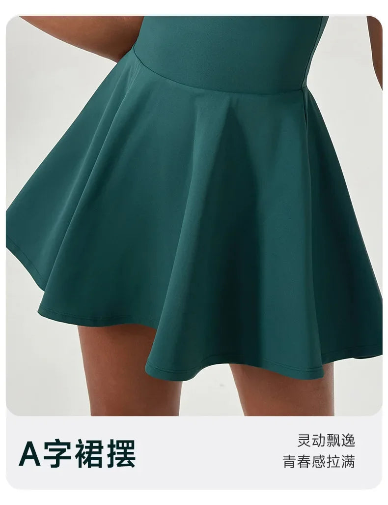 Summer Dress Vest Deep V Hanging Neck Sexy Dress for Women Contrasting Color Lapel Golf Skirt Outdoor Sports Gym Running