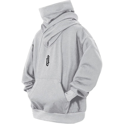 Embroidery Turtleneck Sweatshirt Oversized Y2K Men Women Hoody Japanese Ninja Hoodies Autumn Hip Hop Fleece Pocket Streetwear