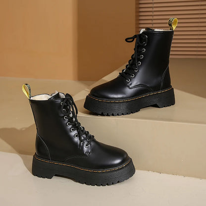 2025 New Women Boots Goth Casual Shoes Woman Leather Chelsea Classic Female Goth Shoes High Platform Boots Women Boots