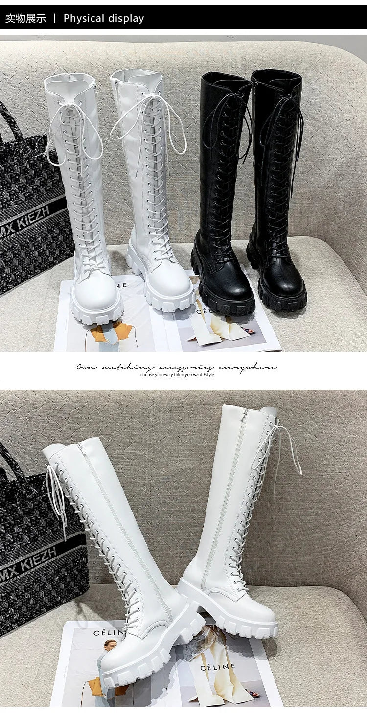 High Boots for Women 2025 New Women's Boots Fashion Womens Casual Shoes Wear-resistant Non-slip Women Platform Shoes Botas Mujer