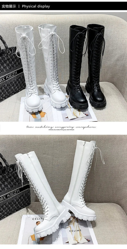 High Boots for Women 2025 New Women's Boots Fashion Womens Casual Shoes Wear-resistant Non-slip Women Platform Shoes Botas Mujer