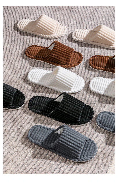 Men's open Toed Slippers Autumn and Winter Indoor Anti slip Breathable Bedroom Silent Couple's home Shoes for Srping and Autunm