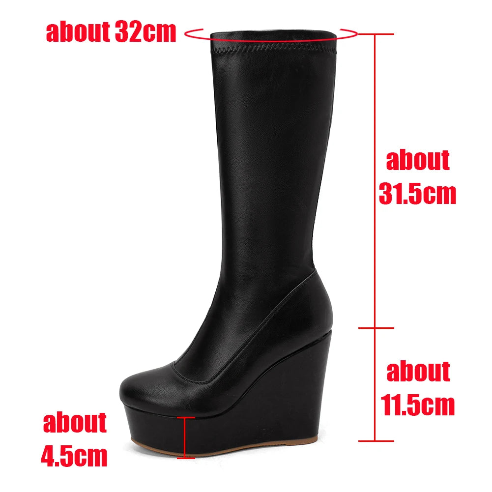 Big Size 35-43 Brand New Ladies Platform Ankle Boots Fashion Zip Wedges High Heels Boots Women 2022 Party Office Shoes Woman