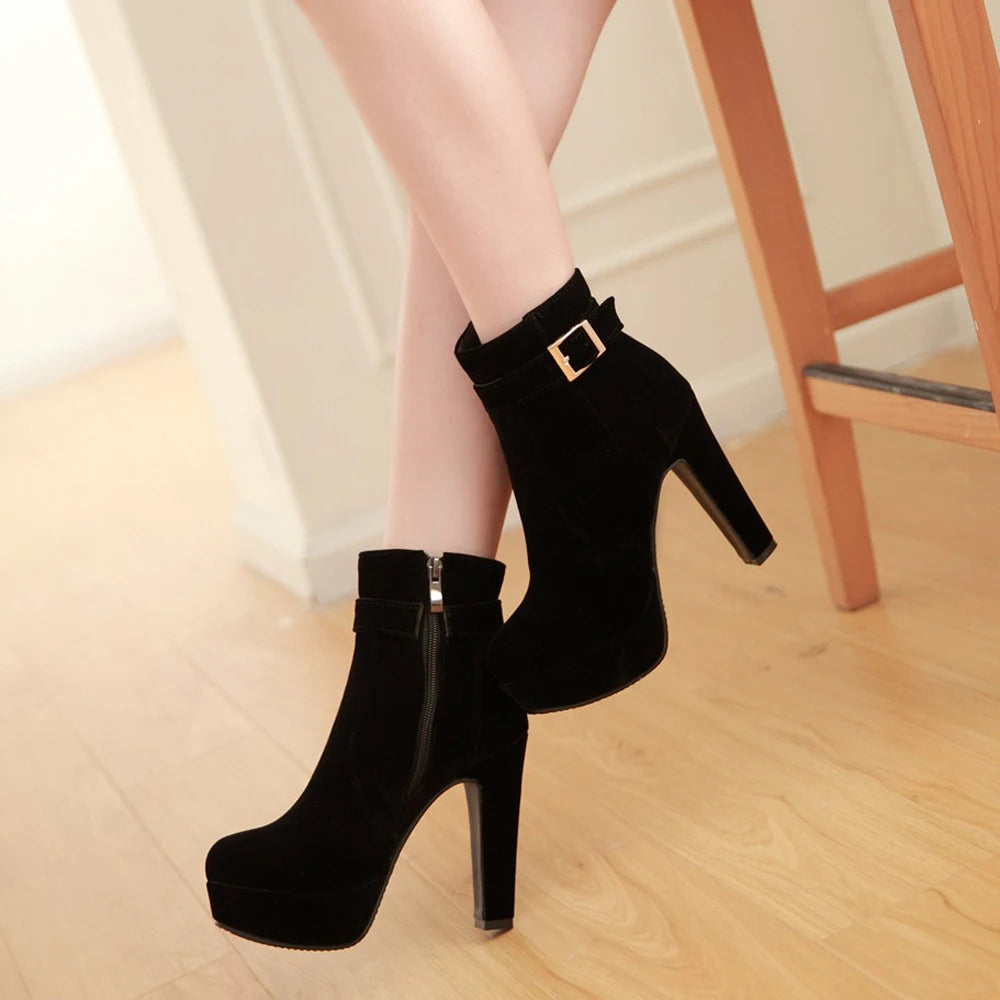 ANNYMOLI Extreme High Heel Ankle Boots Women Boots Platform Spike Heel Shoes Zip Buckle Short Boots Ladies Autumn Winter Red 43