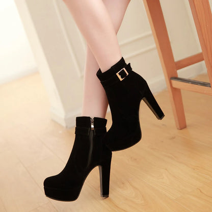 ANNYMOLI Extreme High Heel Ankle Boots Women Boots Platform Spike Heel Shoes Zip Buckle Short Boots Ladies Autumn Winter Red 43