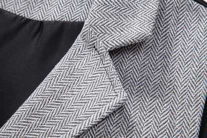 New Men's Retro Lapel Vest Herringbone Coarse Tweed Pockets Suit Vest British Casual Vintage Gentleman Leisure Party Bar Banquet