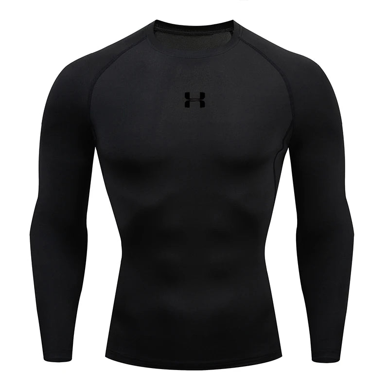 Men's Compression Long Sleeve Shirt Quick Dry Muscle Fit Athletic Top for Workout Training Bodybuilding Running Fitness Sports