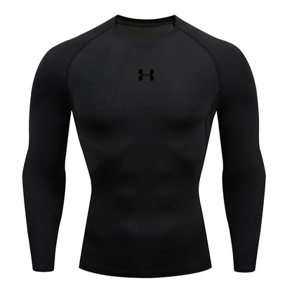 Men's Compression Long Sleeve Shirt Quick Dry Muscle Fit Athletic Top for Workout Training Bodybuilding Running Fitness Sports