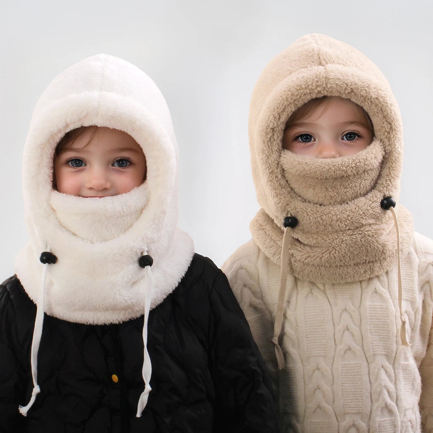 4-14Y Kids' Warm Ear-Protecting Neck Warmer Hat, Thickened Winter Ski Cycling Face Mask Windproof Beanie