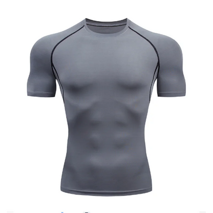 Men's compression running T-shirt fitness tight short sleeved T-shirt training jogging shirt gym sportswear quick drying