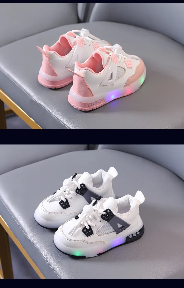 New Kid Shoes Fashion Versatile Comfort Boys Sneakers Breathable Non Slip Simple Casual Shoe LED Lightweight Classic Girls Shoe