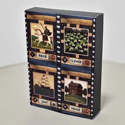 Country Quilts Lenormand Deck, 9*6cm 36-Card Folk Art Divination Deck with Rustic Quilt Pattern on Double-embossed Cardstock