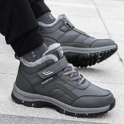 Winter Boots for Men New Waterproof PU Leather Warm Snow Ankle Boots Outdoor Warm plush Non-slip Work High-top Casual Shoes