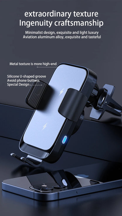 Wireless Car Charger Stand Automatic Fast Charging Station For iPhone 15 14 13 12 Samsung Z Flip Fold Xiaomi Phone Holder Mount