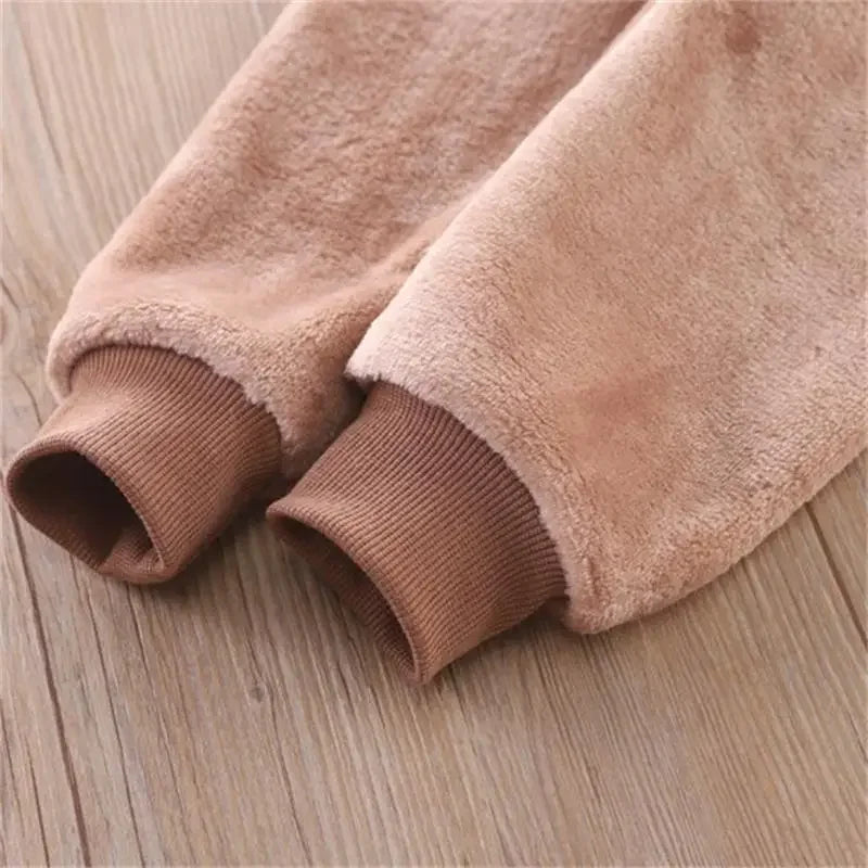 Baby Girl Clothes Autumn Winter Velvet 2Pcs Sets For Children Keep Warm Loungewear Toddler Cartoon Rabbit Sleepwear Boy Suit