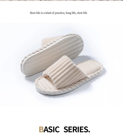 Men's open Toed Slippers Autumn and Winter Indoor Anti slip Breathable Bedroom Silent Couple's home Shoes for Srping and Autunm