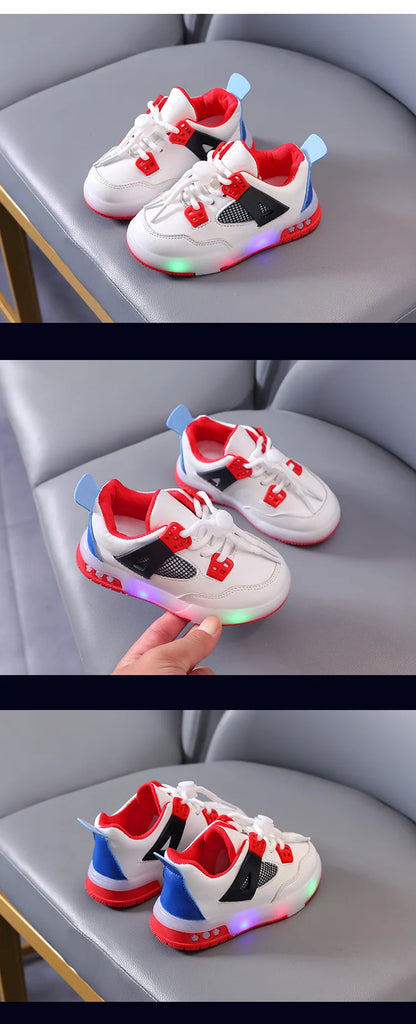 New Kid Shoes Fashion Versatile Comfort Boys Sneakers Breathable Non Slip Simple Casual Shoe LED Lightweight Classic Girls Shoe