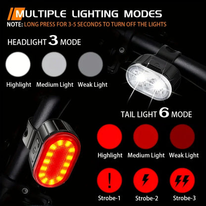 Cycling Bicycle Front Rear Light /Set Bike Defense Flashlight Stick MTB Waterproof Taillight LED Lantern Bicycle Accessories