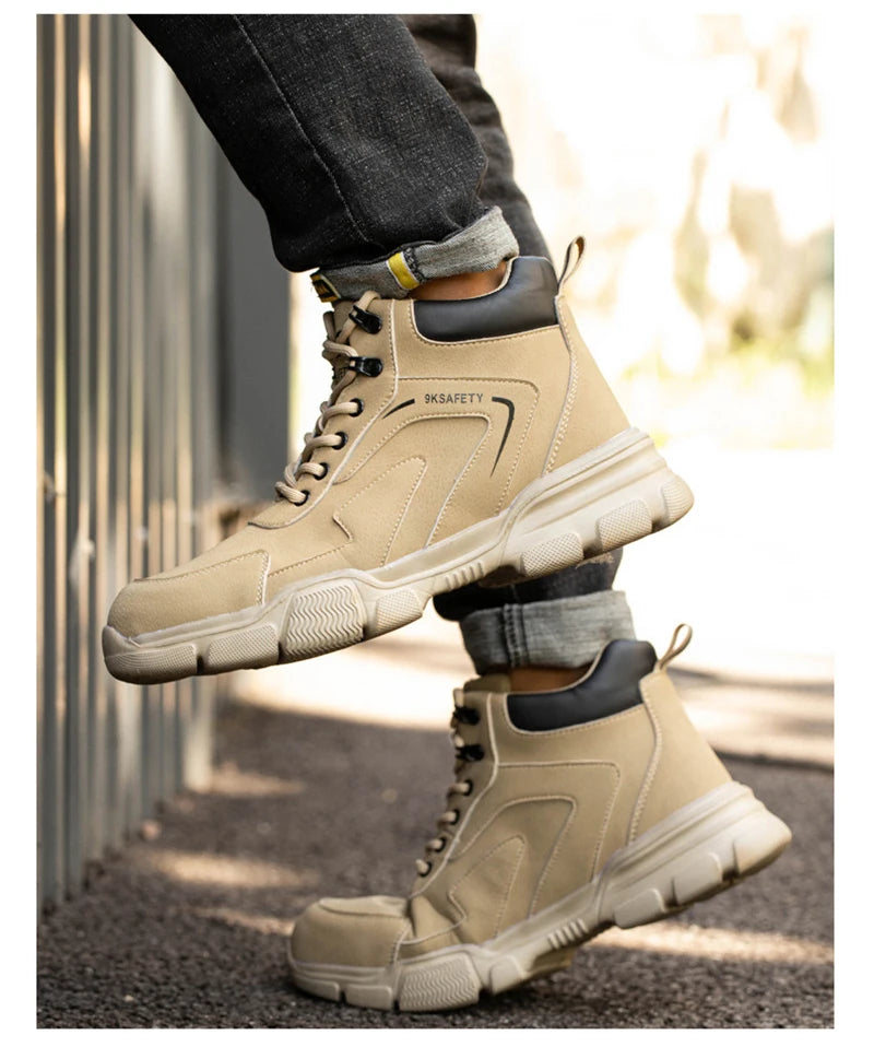 Men Steel Toe Safety Work Boots Indestructible Construction Safety Boots Puncture Proof Male Work Shoes Protective Footwear