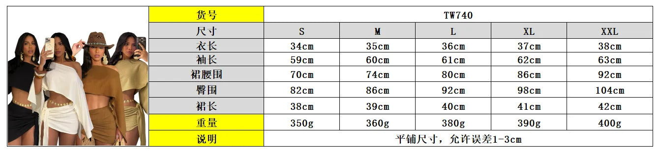 Weird Puss Sexy 2 Piece Set Women Skew Collar Loose Crop Tops+Ruched Knot Ribbon Skirt Matching Beach Vacation Party Club Suit
