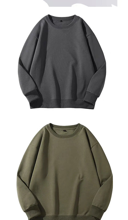 400g Heavy Weight Round Necked Sweatshirts Loose Solid Color  for Spring Autumn Men women's Casual Sports Top Pullover M-4XL