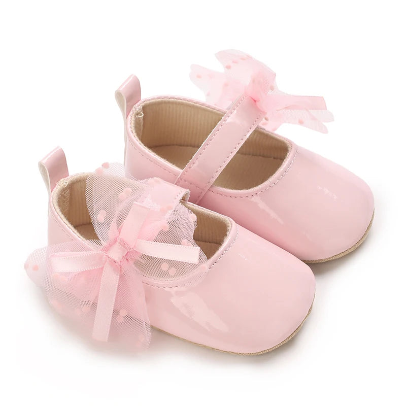 Cute Girl 0-18M Baby Shoes Pink Theme Bow Princess Shoes Spring and Autumn Soft Sole Lightweight Garden Shoes Casual Shoes