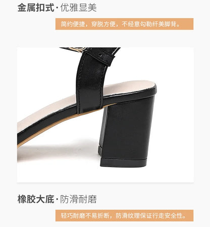Size 35-42 New Fashion White High Heel Shoe Buckle Sandalias Grace Dress Female Designer Party Shoes 2024 Summer Women's Sandals